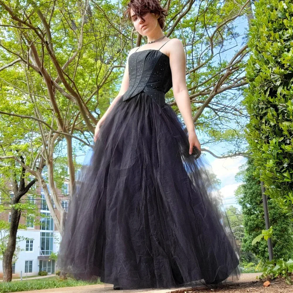 Jessica McClintock vintage black bustier ballgown - Picture 1 of 7